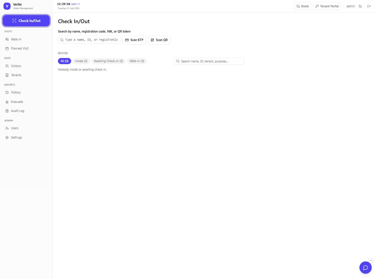 VerifAI visitor management dashboard